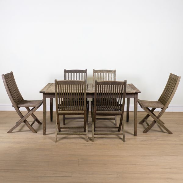 A RECTANGULAR SLATTED EXTENDING HARDWOOD GARDEN TABLE (7)