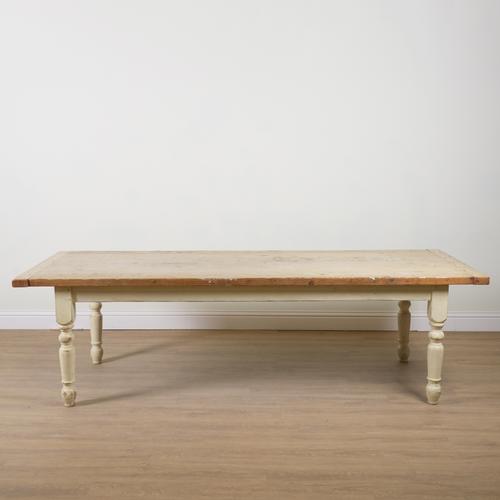 A PINE RECTANGULAR KITCHEN TABLE