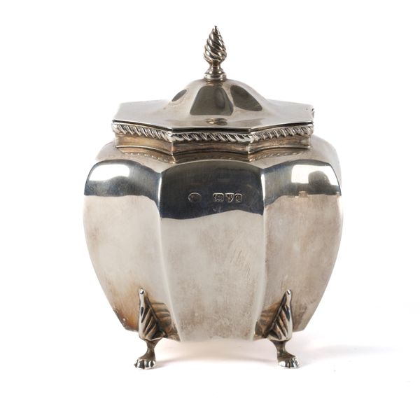A LATE VICTORIAN SILVER TEA CADDY