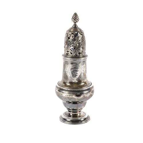 AN EARLY GEORGE III SILVER SUGAR CASTER