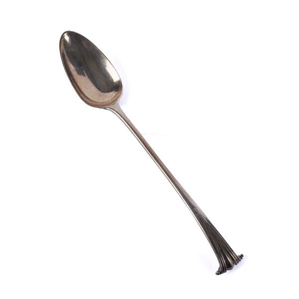 A GEORGE III SILVER STUFFING SPOON