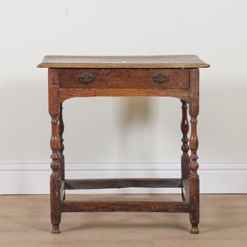 AN 18TH CENTURY AND LATER OAK SINGLE DRAWER SIDE TABLE