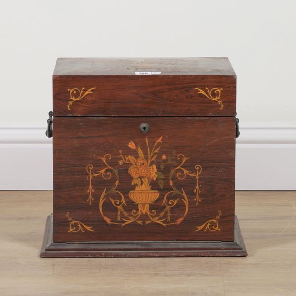 A VICTORIAN MARQUETRY INALID ROSEWOOD WRITING BOX