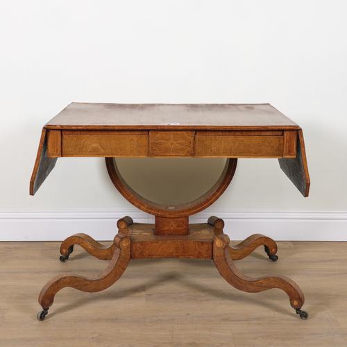 A REGENCY CROSS BANDED MAHOGANY SOFA TABLE