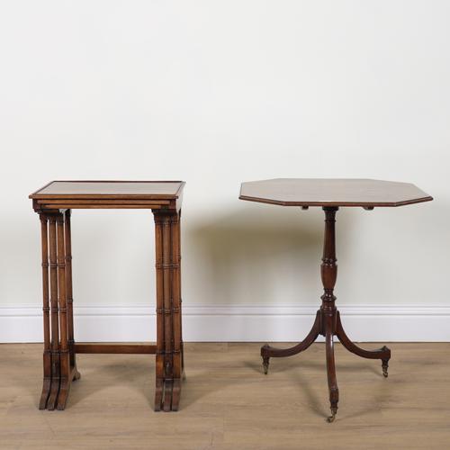 AN EARLY 19TH CENTURY OCTAGONAL SNAP TOP TRIPOD OCCASIONAL TABLE (2)