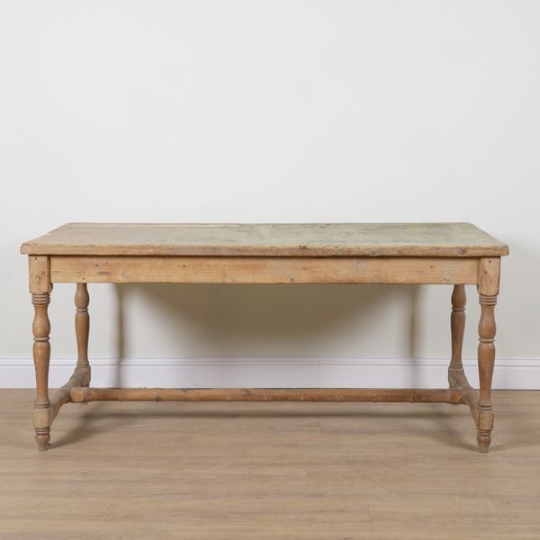 A VICTORIAN PINE RECTANGULAR KITCHEN TABLE