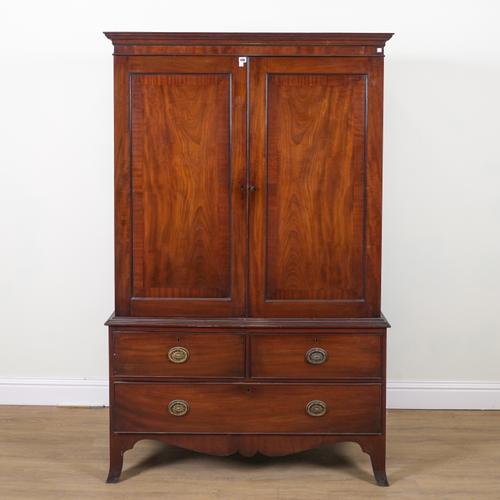 A GEORGE III MAHOGANY LINEN PRESS