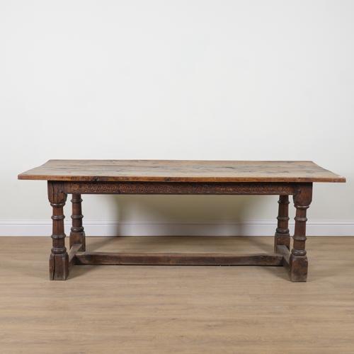 A 17TH CENTURY AND LATER OAK REFECTORY TABLE