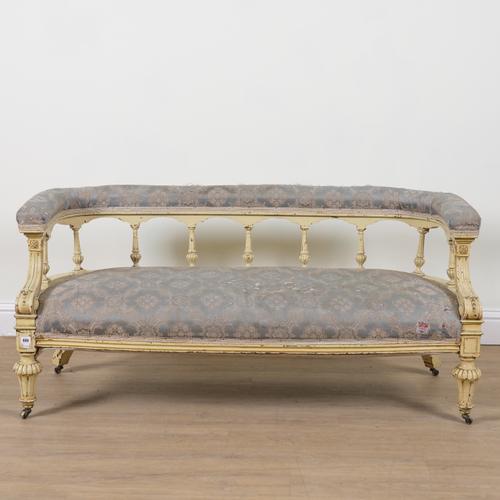 A 19TH CENTURY LATER WHITE PAINTED SHOW FRAME SOFA