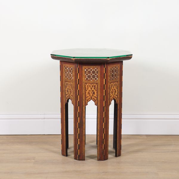 A DAMASCUS MARQUETRY MOTHER OF PEARL INLAID OCTAGONAL OCCASIONAL TABLE