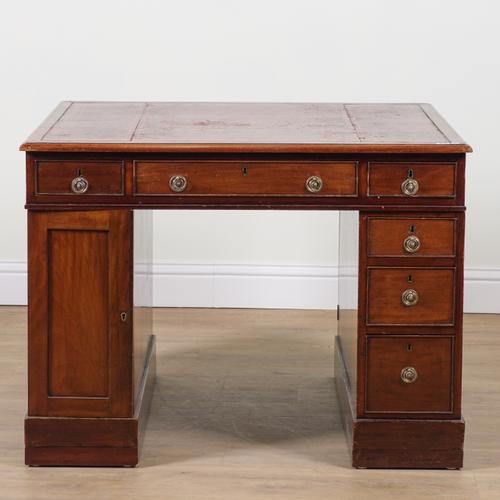 A 19TH CENTURY MAHOGANY PARTNER'S PEDESTAL DESK