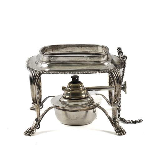A SILVER SPIRIT KETTLE STAND AND BURNER (2)