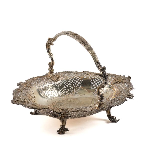 A LATE GEORGE II SILVER FRUIT OR CAKE BASKET