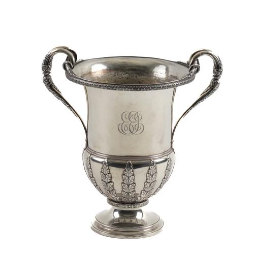 A TIFFANY AND CO STERLING SILVER TWIN HANDLED WINE COOLER