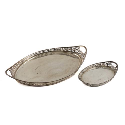 TWO EUROPEAN OVAL TWIN HANDLED TRAYS (2)