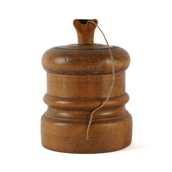 A TREEN FRUITWOOD STRING BOX