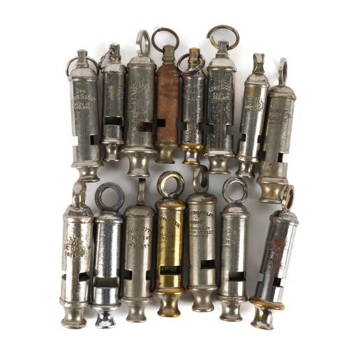 A GROUP OF FIFTEEN NICKEL-PLATED WHISTLES INCLUDING TWO METROPOLITAN (15)