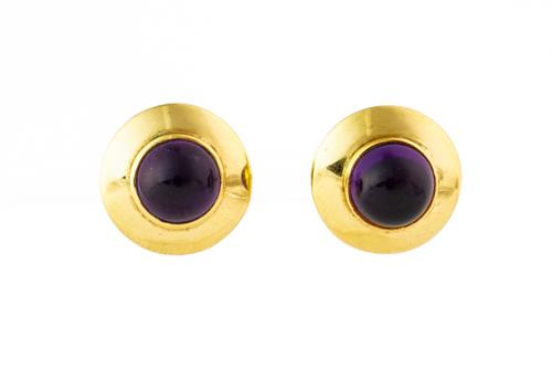 A PAIR OF AMETHYST EARRINGS