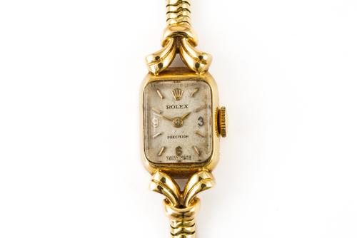 A ROLEX 18CT GOLD LADY'S BRACELET WRISTWATCH