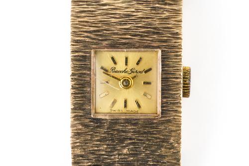 A LADY'S 9CT GOLD BUECHE GIROD BRACELET WATCH
