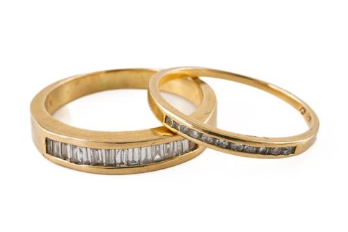 TWO DIAMOND RINGS, BOXED (3)