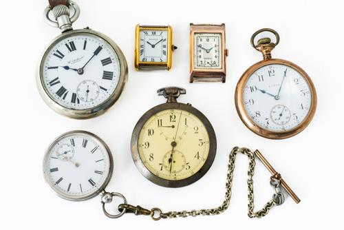 TWO WRISTWATCHES AND FOUR OPENFACED POCKET AND FOB WATCHES (6)