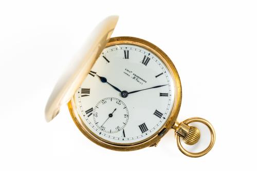 A CHARLES FRODSHAM 18CT GOLD, KEYLESS WIND HUNTING CASED GENTLEMAN'S POCKET WATCH