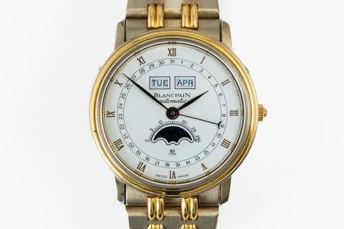 BLANCPAIN 18CT TRIPLE CALENDAR MOON PHASE WRISTWATCH, BOXED