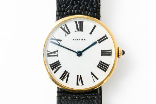 A CARTIER RONDE 18CT GOLD CIRCULAR GENTLEMAN'S WRISTWATCH
