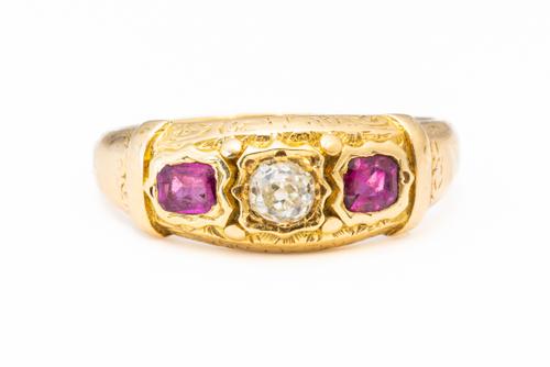 A RUBY AND DIAMOND RING