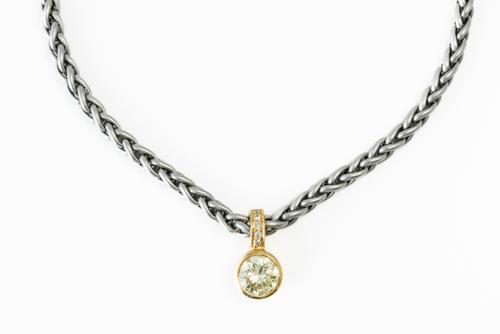 A FANCY YELLOW DIAMOND PENDANT NECKLACE (2)