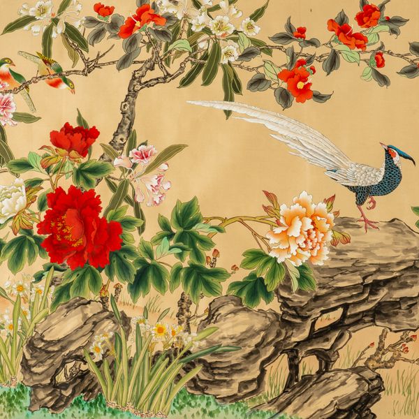 A LARGE CHINESE SCROLL PAINTING