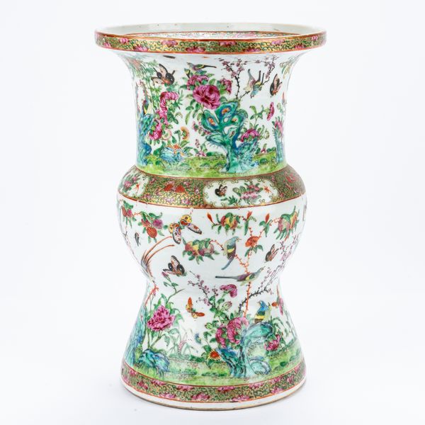 A CANTON FAMILLE-ROSE VASE