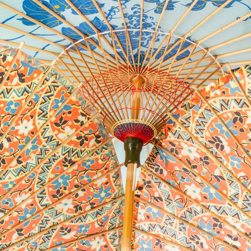 THREE JAPANESE SILK AND BAMBOO WAGASA UMBRELLAS (3)