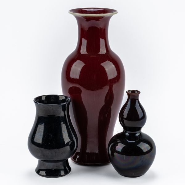 THREE LATE CHINESE MONOCHROME VASES (3)