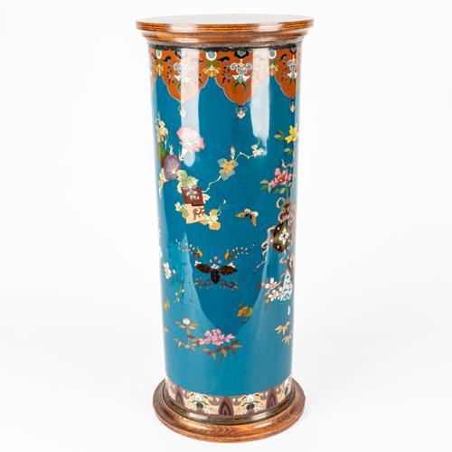 A JAPANESE CLOISONNE PEDESTAL ADAPTED FROM A STICK STAND