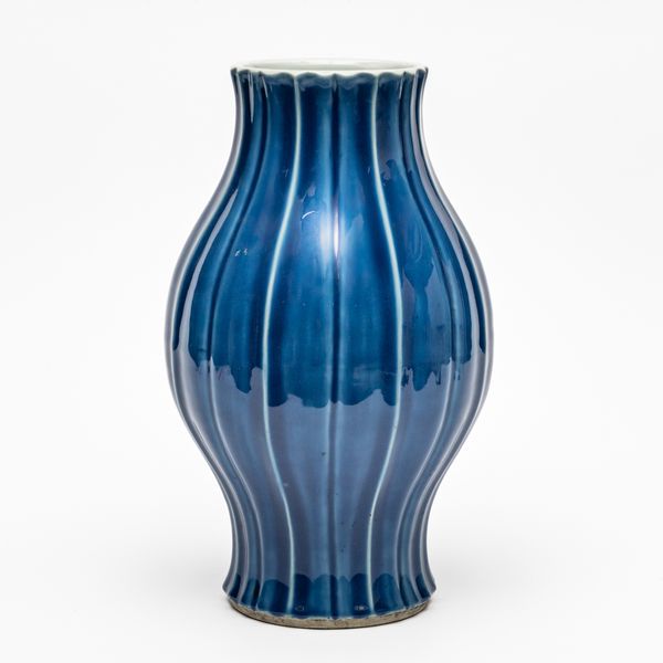 A LARGE CHINESE BLUE-GLAZED `OLIVE STONE' VASE, GANLANPING