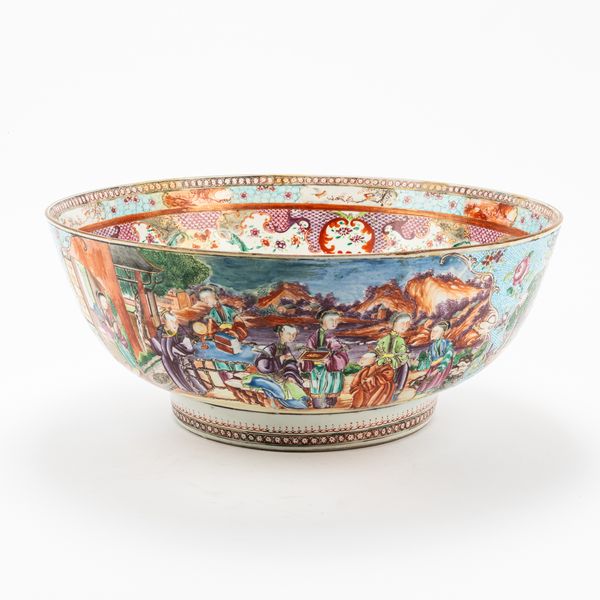 A LARGE CHINESE MANDARIN PALETTE PUNCH BOWL