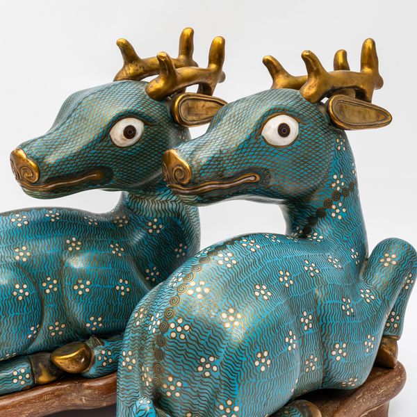 A PAIR OF CHINESE CLOISONNE DEER (4)