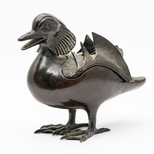 A CHINESE DUCK-FORM BRONZE CENSER (2)