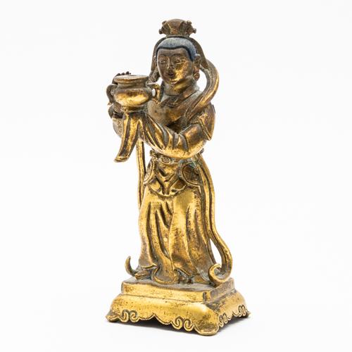 A CHINESE GILT-BRONZE INCENSE STICK HOLDER