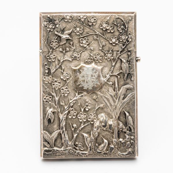 A CHINESE EXPORT SILVER CARD CASE