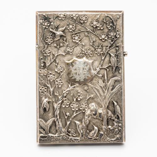 A CHINESE EXPORT SILVER CARD CASE