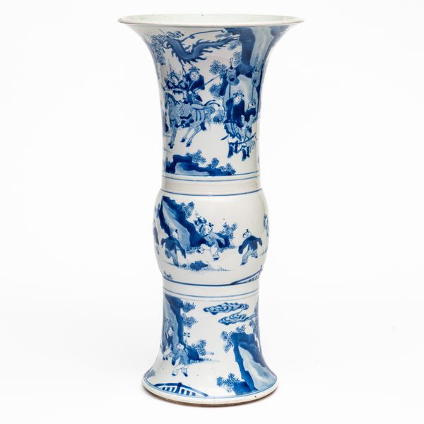 A CHINESE BLUE AND WHITE GU-SHAPED VASE