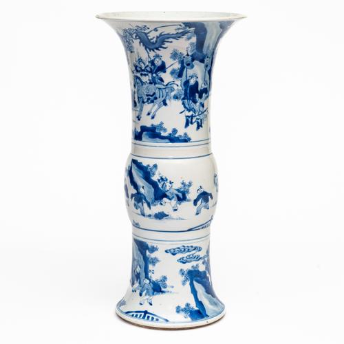A CHINESE BLUE AND WHITE GU-SHAPED VASE