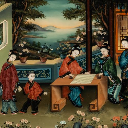 A CHINESE REVERSE GLASS PAINTING