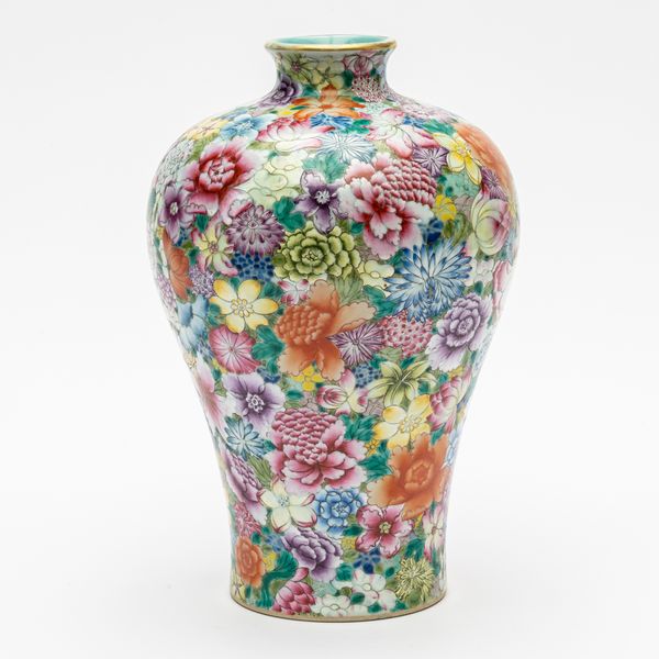 A CHINESE FAMILLE-ROSE MILLEFLEURS MEIPING VASE