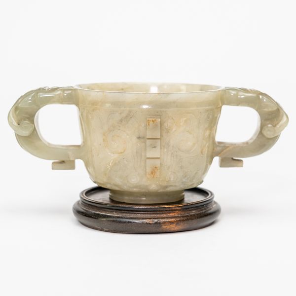 A CHINESE JADE ARCHAISTIC CUP (2)