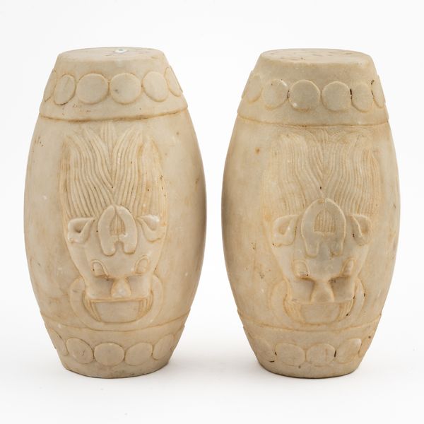 A PAIR OF CHINESE WHITE MARBLE STANDS (2)