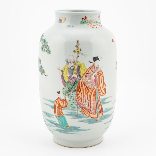 A CHINESE FAMILLE-ROSE `THREE STAR GODS' VASE (2)